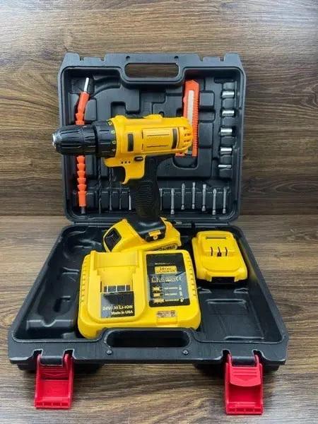 Шуруповерт аккумуляторный DUKU с набором бит/сверл/инструментов и насадками в кейсе с 2-мя аккумуляторами 24V 5Ah