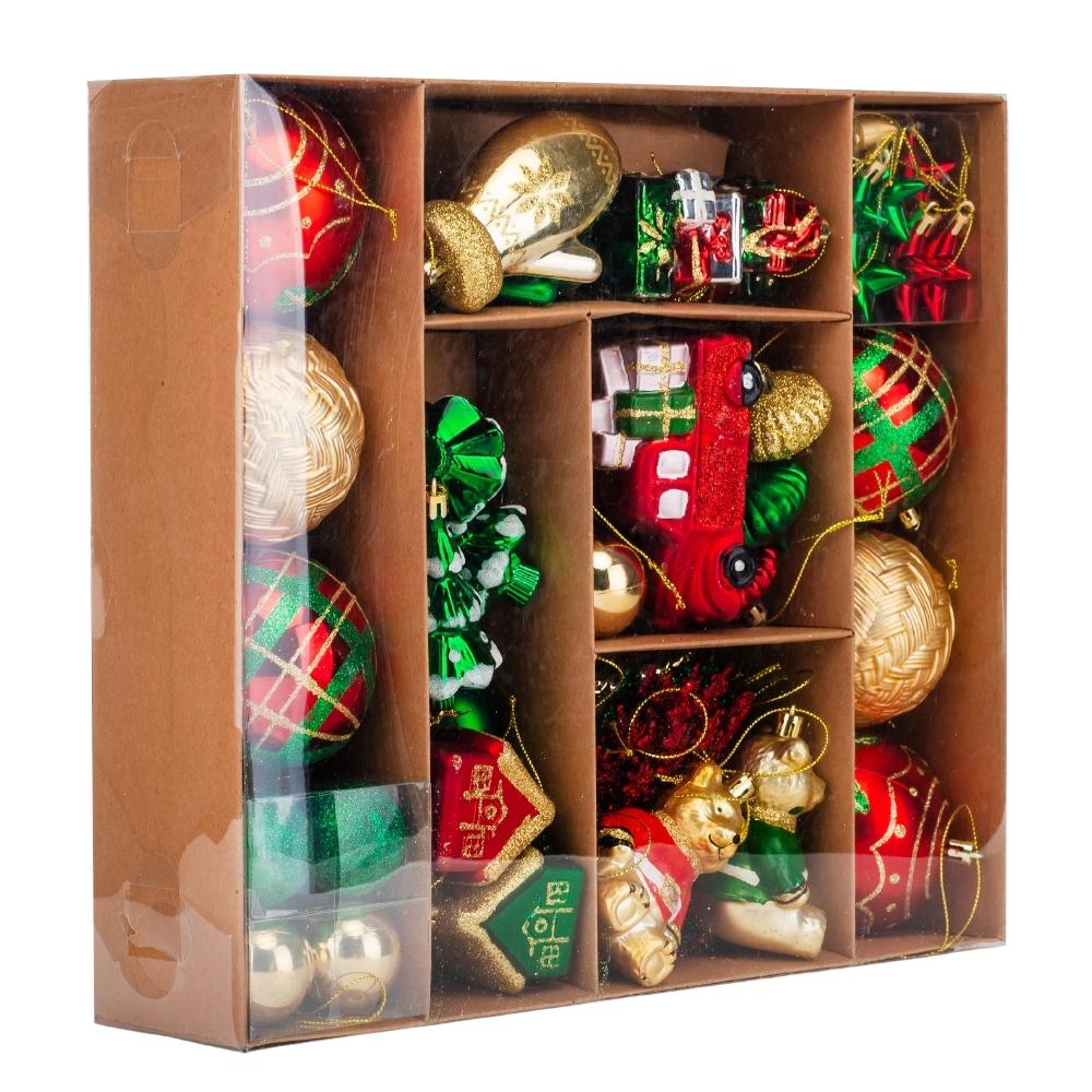 Набор елочных игрушек для декора Сказочное путешествие 70 шт. из пластика в коробке Красно-зеленый (147-81-9125-031) - фото 2 Набор елочных игрушек для декора Сказочное путешествие 70 шт. из пластика в коробке Красно-зеленый (147-81-9125-031) - фото 2