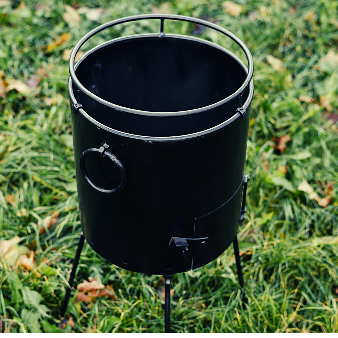 Печь под котел и сковороду Стандарт с решеткой-гриль 35 см с дверцей/кольцом под котел/съемными ножками и ручками