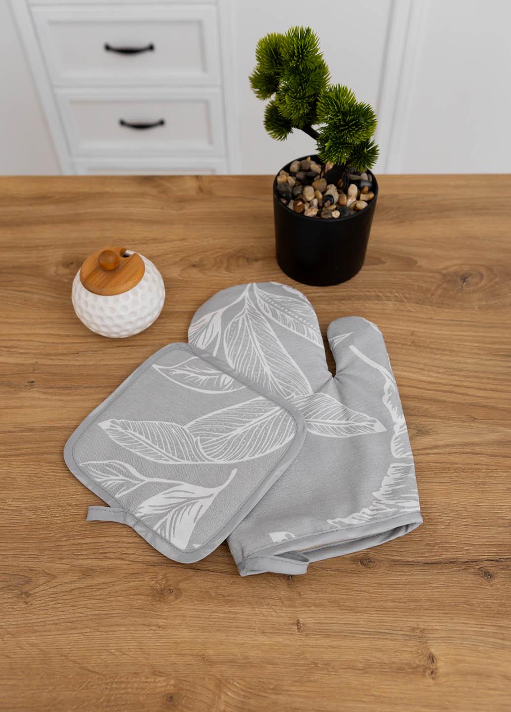 Набір рукавичка і прихватка водовідштовхувальні Тропічне листя (тлсрпв) - фото 3