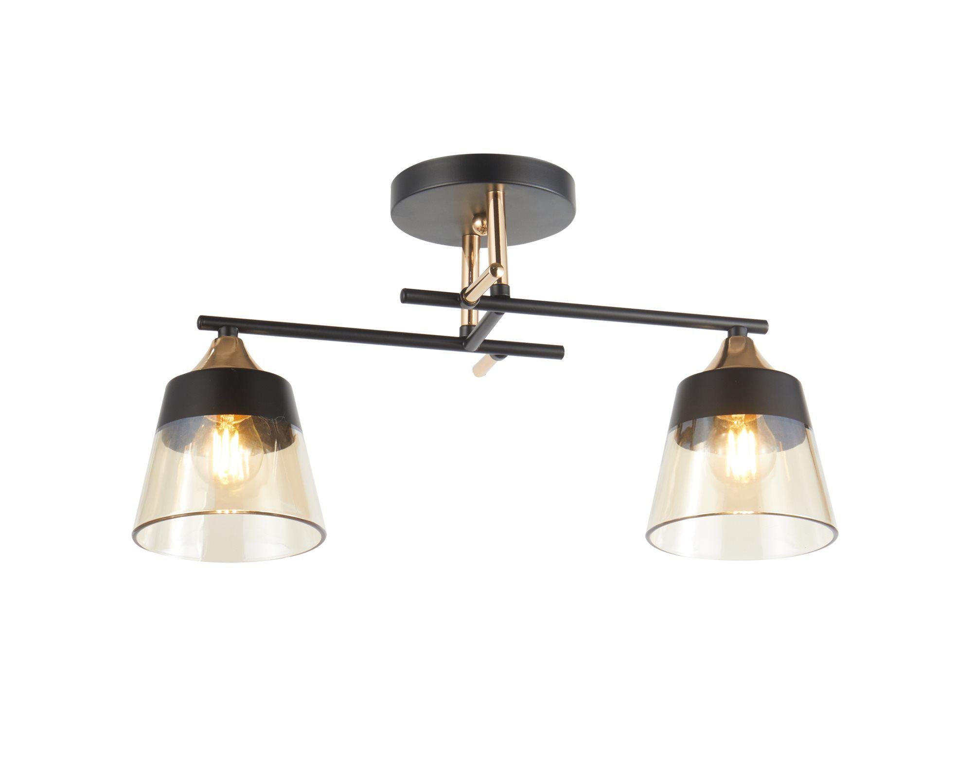 Люстра стельова на 2 плафони 6312-2 Чорний/Золото