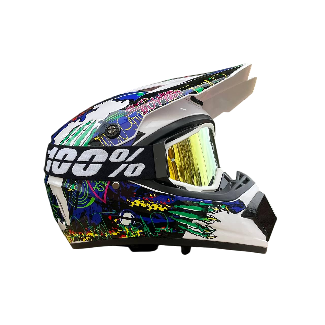 Мотошлем Virtue Эндуро с очками Белый/Черный (22505)