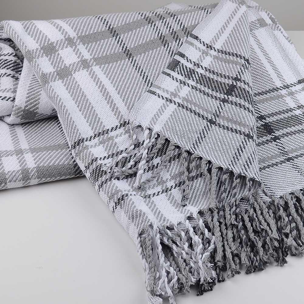 Хлопковый плед-покрывало Клетка 140х200 см Серый (LN21211237) - фото 2 Хлопковый плед-покрывало Клетка 140х200 см Серый (LN21211237) - фото 2