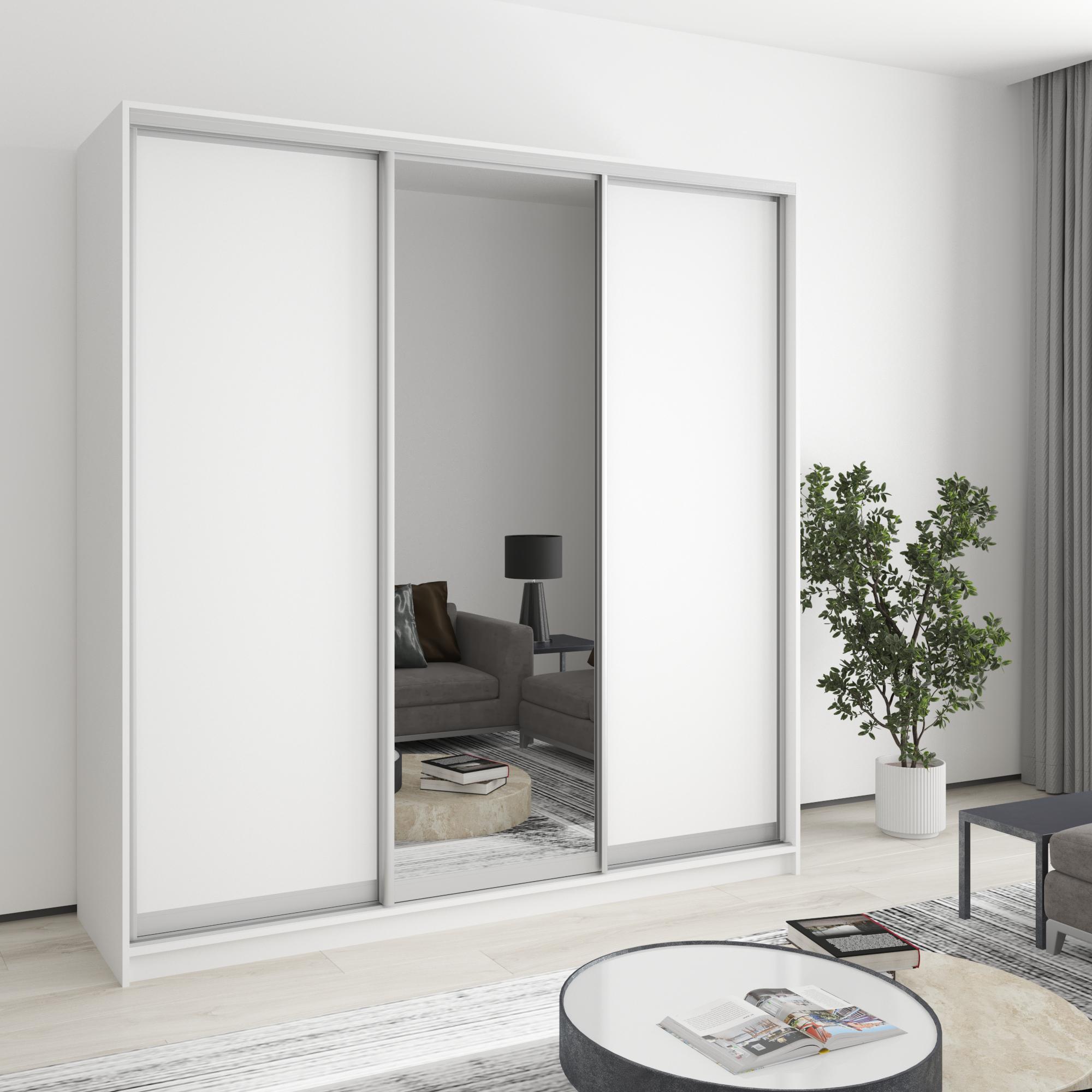 Шафа-купе тридверна MebelStar Комбо AL 2 ДСП/дзеркало 200x45x240 см Аляска білий (MBS-1679) Шафа-купе тридверна MebelStar Комбо AL 2 ДСП/дзеркало 200x45x240 см Аляска білий (MBS-1679)