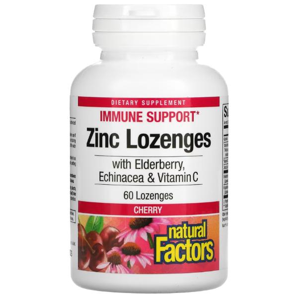 Экстракты для повышения иммунитета Natural Factors Zinc Lonzenges With Elderberry Echinacea&Vitamin C 60 Lozenges Cherry Cherry (23121419)