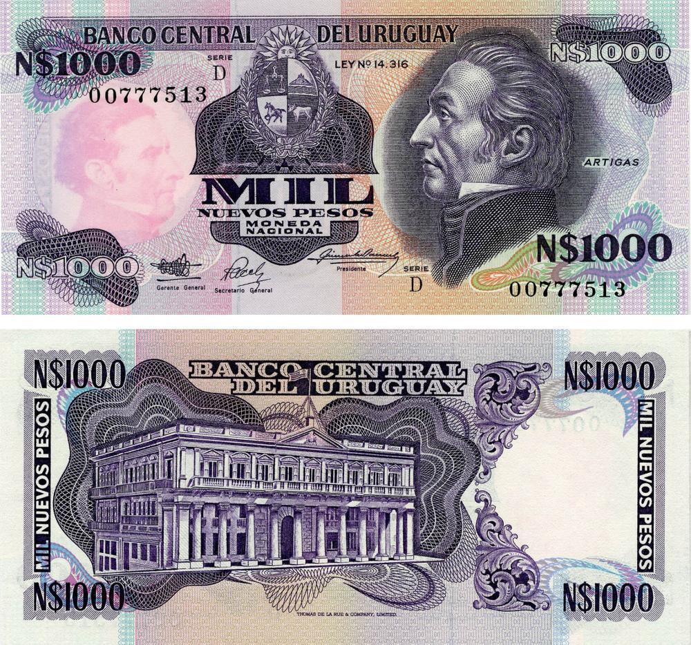 Коллекционная банкнота Уругвай 1000 песо 1992 UNC (P64Ab)
