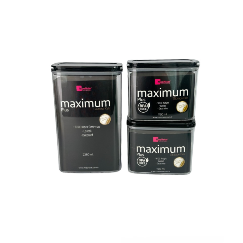 Пищевые контейнеры Motek Maximum Plus с черной крышкой 3 шт. (MAXP-SET2)