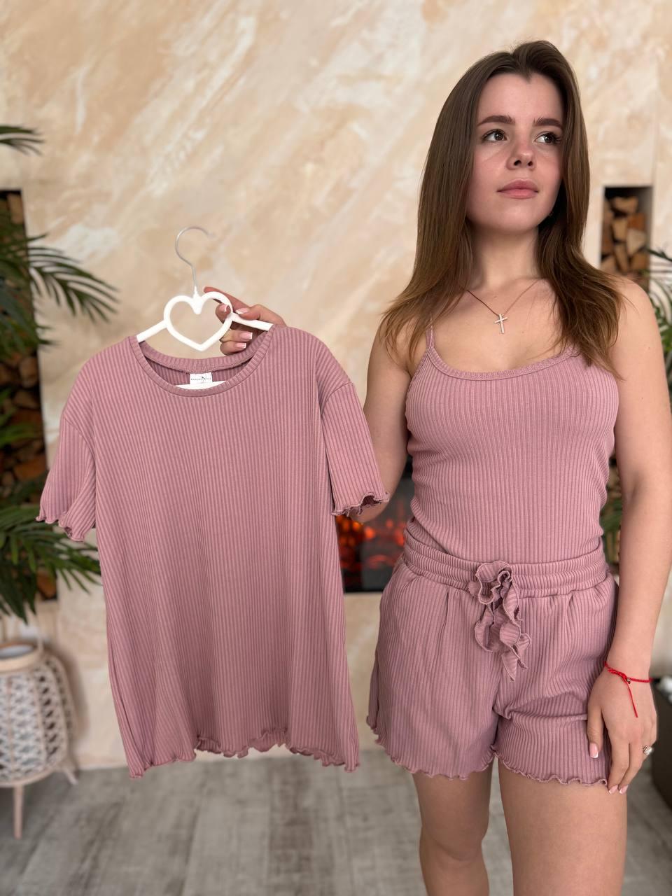 Пижама женская тройка M Пудра (Д-al-rub-25-004-02)