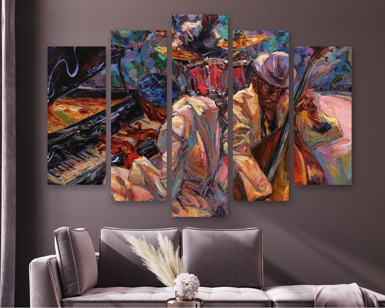 Модульная картина на холсте KIL Art Джазовые музыканты из пяти частей 187x119 см (M51_XL_96)