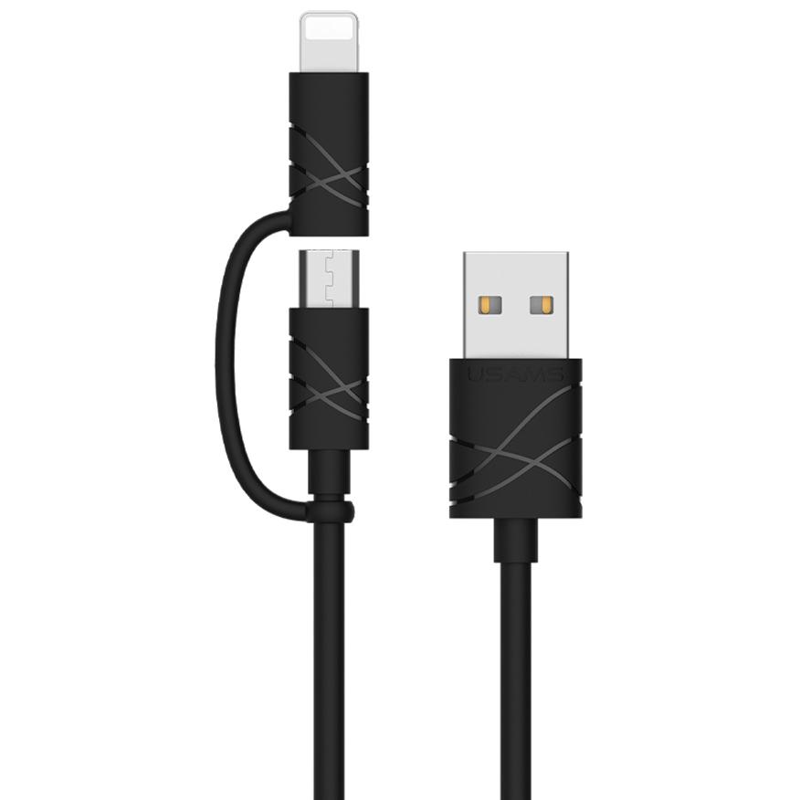 Кабель дата Usams US-SJ077 2in1 U-Gee USB Micro USB/Lightning 1 м Black (00000036162_1)