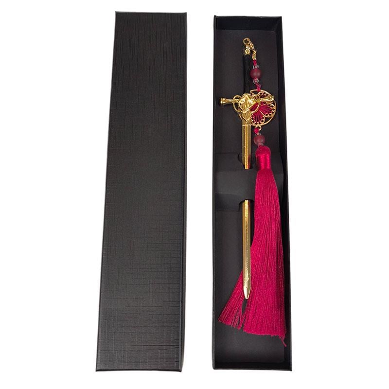 Шпилька для волос Меч с красной кистью Золотой (28100 9475)