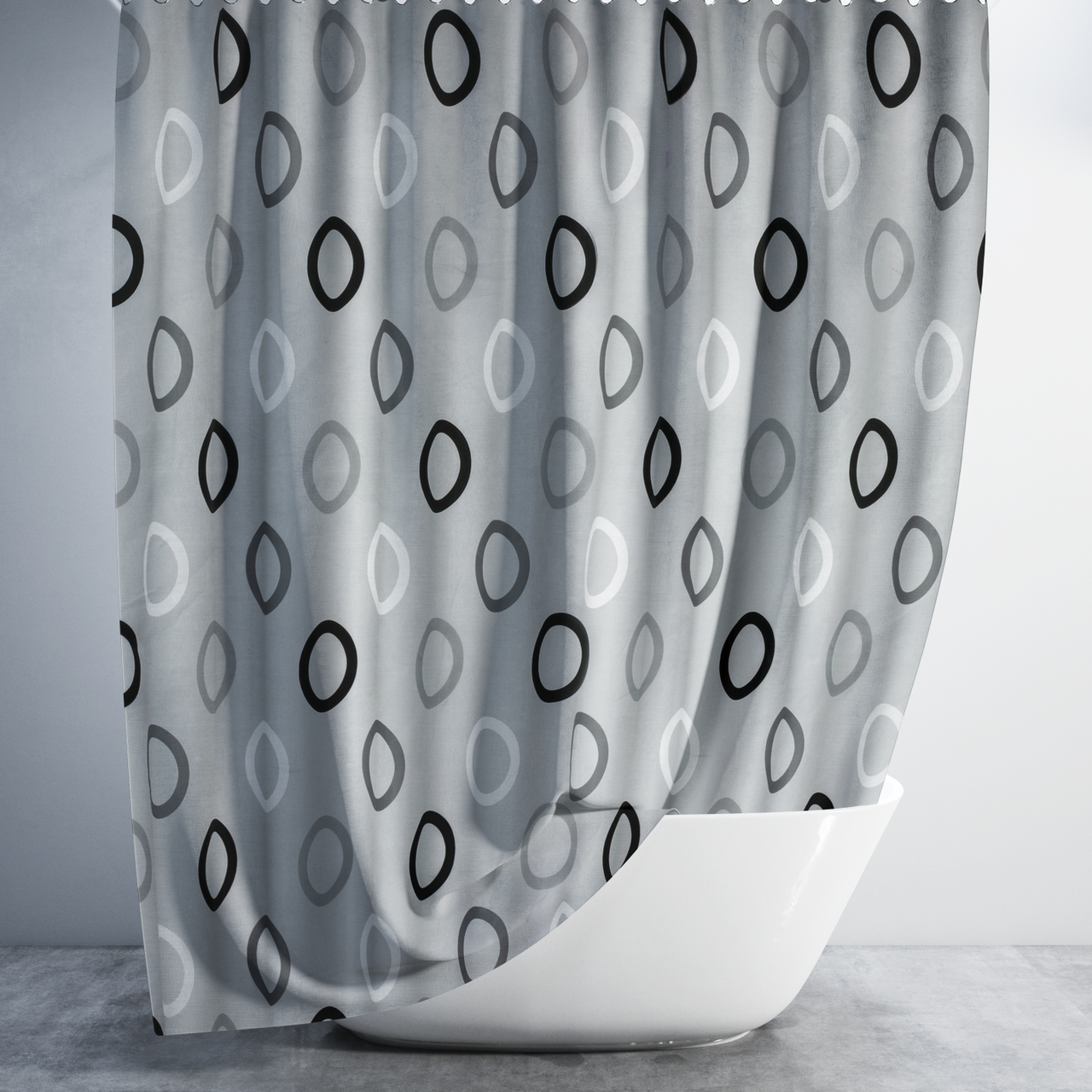 Штора для ванної Tropik Rings grey 180x240 см