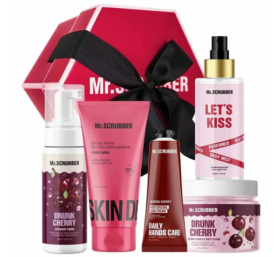 Подарунковий набір косметики Mr.SCRUBBER Cherry Kiss делікатний комплексний догляд за тілом (2467155237) Подарунковий набір косметики Mr.SCRUBBER Cherry Kiss делікатний комплексний догляд за тілом (2467155237)