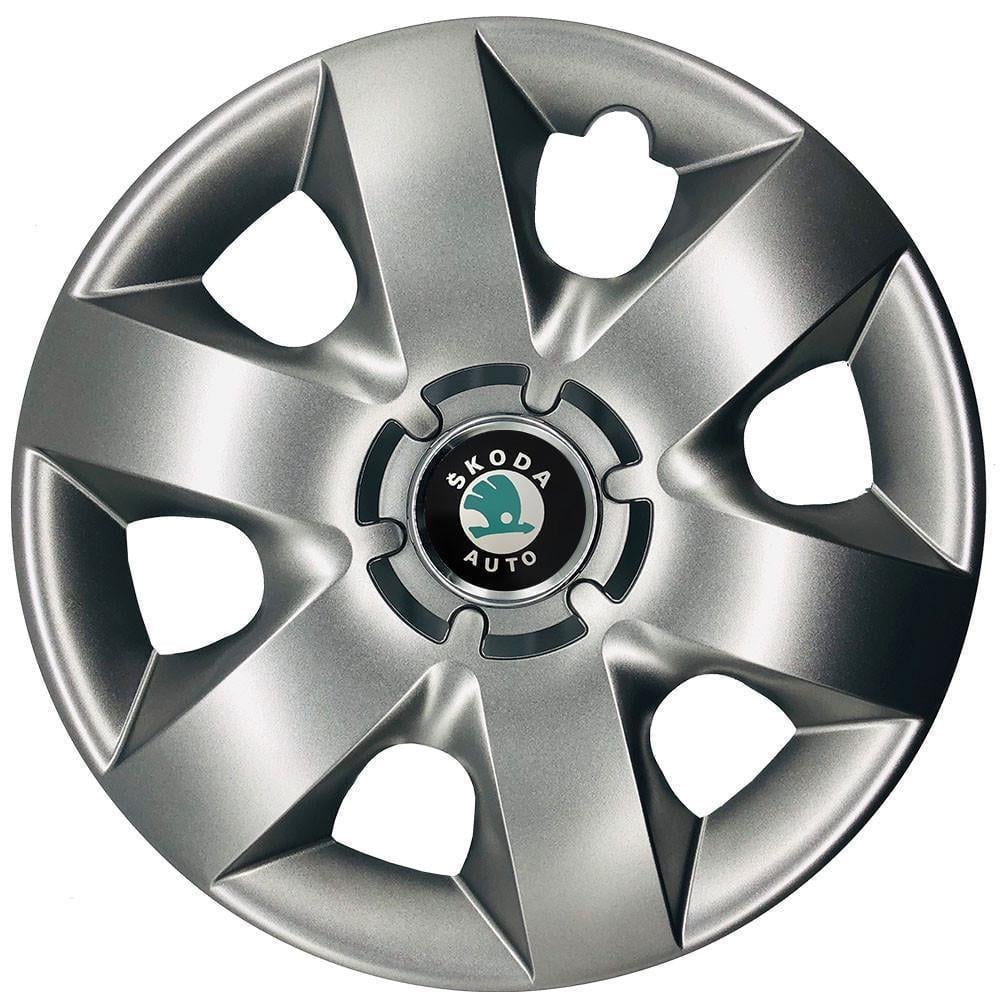 Колпаки автомобильные R15 Skoda Зеленый 310 SJS 4 шт. Серебристый