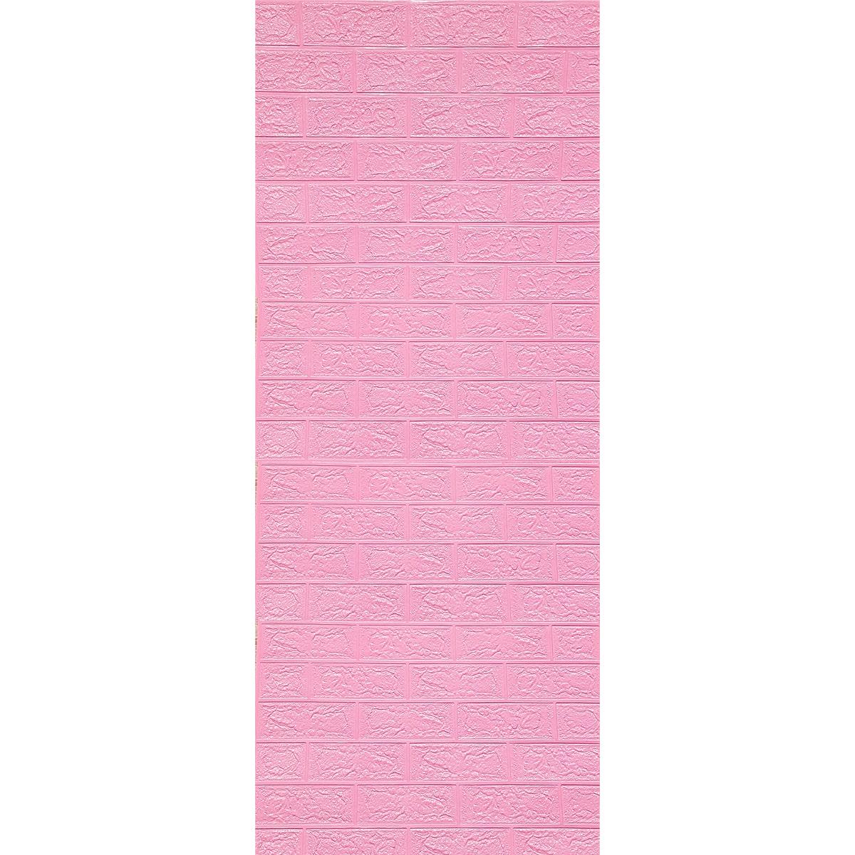 Панель самоклеящаяся декоративная 3D под кирпич в рулоне 20 м 20000x700x3 мм Розовый