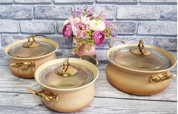 Набір каструль OMS антипригарним покриттям 6 предметів 3 шт. - фото 5