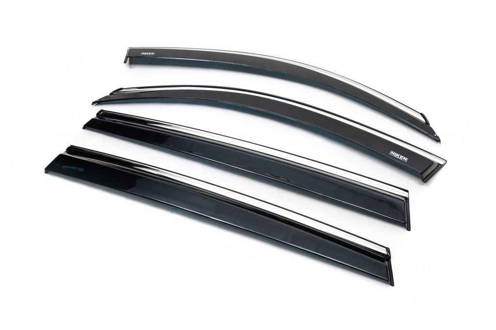 Ветровики с хромом Niken для Skoda Kodiaq поликарбонат Черный