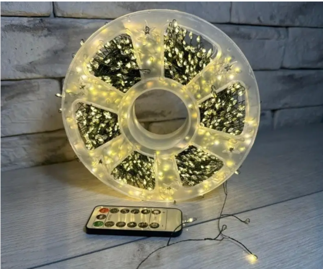 Гірлянда феєрверк-мішура хвойна лапа USB/мережа 1500 LED 50 м зелений дріт Теплий білий (Mishura -50) - фото 7 Гірлянда феєрверк-мішура хвойна лапа USB/мережа 1500 LED 50 м зелений дріт Теплий білий (Mishura -50) - фото 7