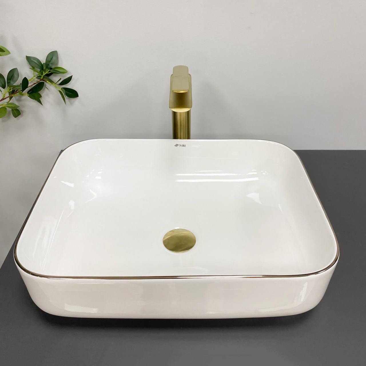 Умивальник накладний VBI PALERMO White/Rose Gold Edge (2808389627)