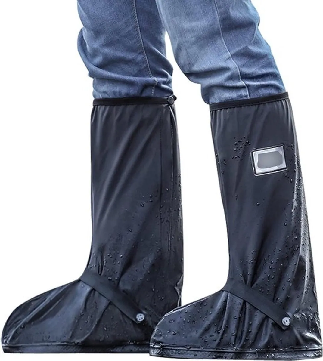 Бахилы-сапоги силиконовые 820-1 с противоскользящей подошвой и застежкой на молнии водонепроницаемые 40 см (opt-102292)