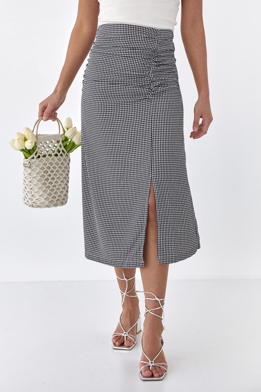 Юбка миди QU STYLE с разрезом M Черный (9505941)