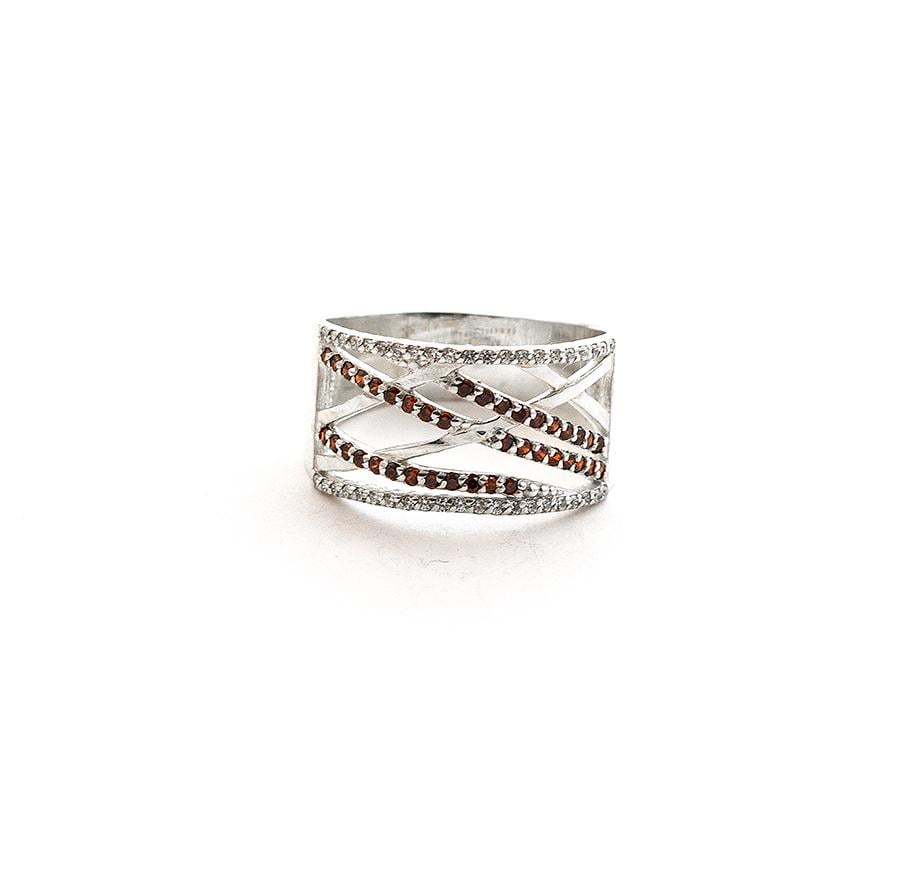 Кольцо Maxi Silver 7845 SE Переплетенные полоски с фианитами р. 19,5 (8784580)