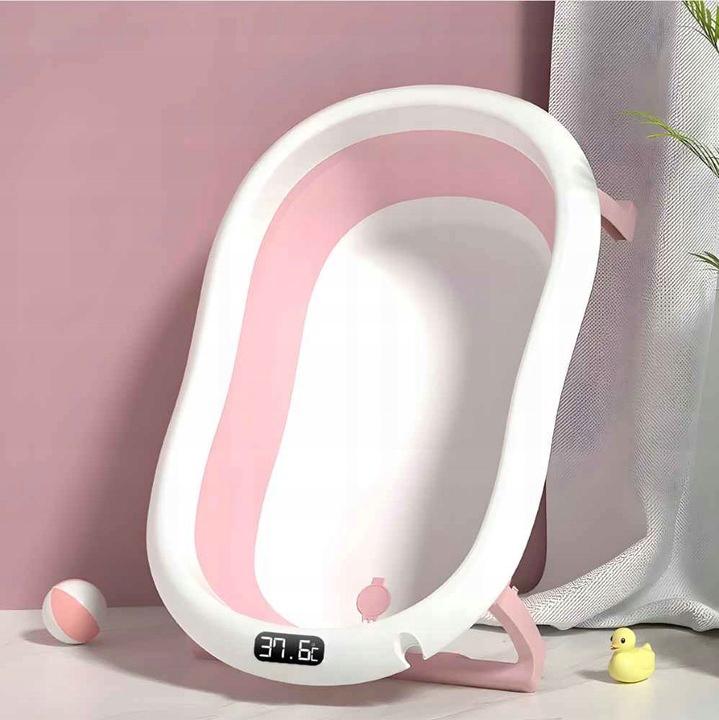 Дитяча ванночка складна Hanert KinderBad Pink з подушкою і термометром
