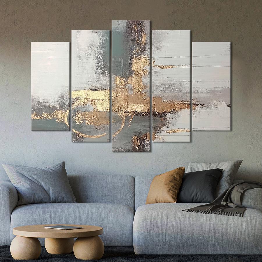 Картина на полотні Блискуче золото на сірій поверхні 137x85 см (V173-5_L)