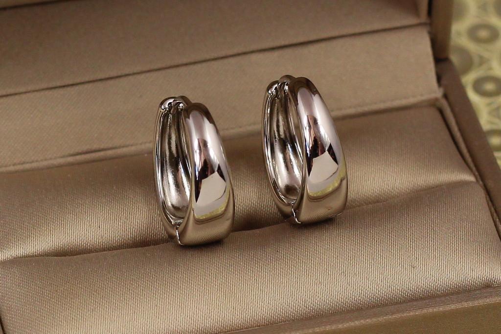 Серьги кольца Xuping Jewelry расширены снизу 2 см. Серебристый (2496433884)