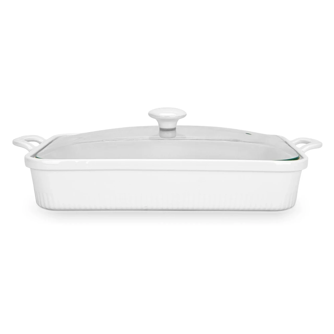 Форма прямоугольная для запекания Fissman Horeca 31,5x22,5x6,5 см 2200 мл со стеклянной крышкой из фарфора (14157) - фото 2