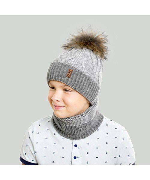 Комплект шапка с шарфом детский Elf Хавьер р. 56 Темно-серый с серым (OK001217)