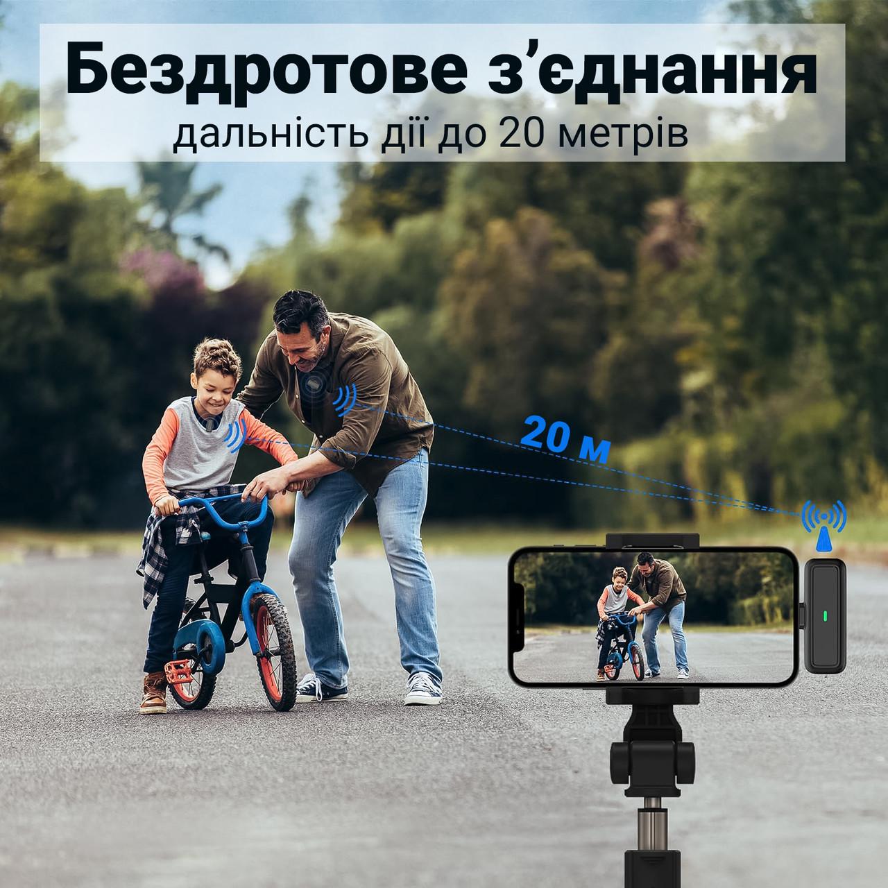 Микрофон беспроводной петличный Savetek P34 Lightning для Apple iPhone/iPad до 20 м с зарядным кейсом - фото 3