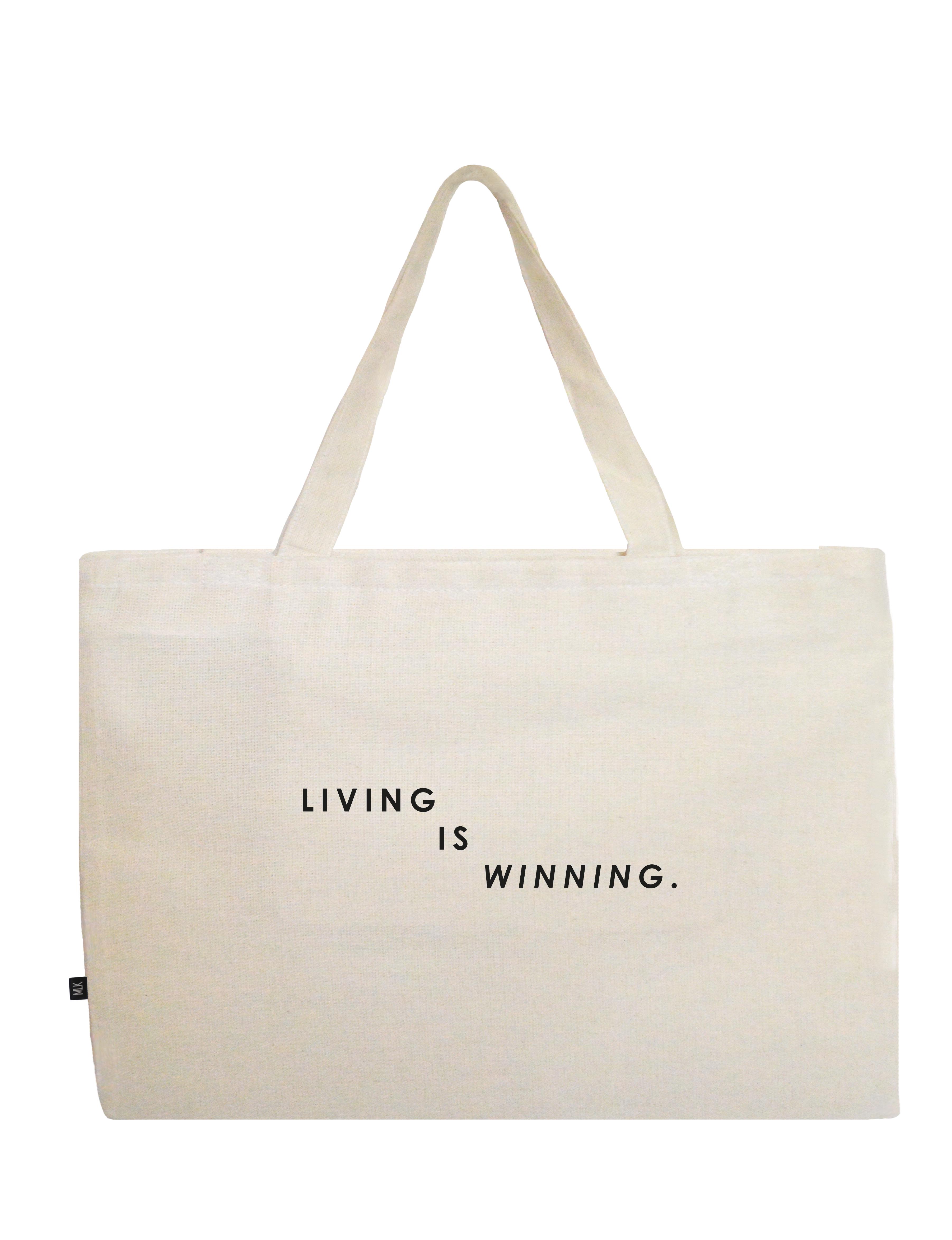 Шопер MLK "Living is winning" 35х45 см Бежевий (28064422)