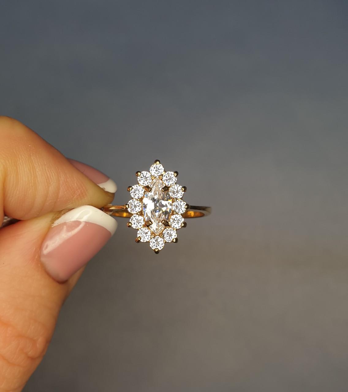 Кольцо позолоченное с кубическим цирконием р. 16,5 2,91 г (1520514044)