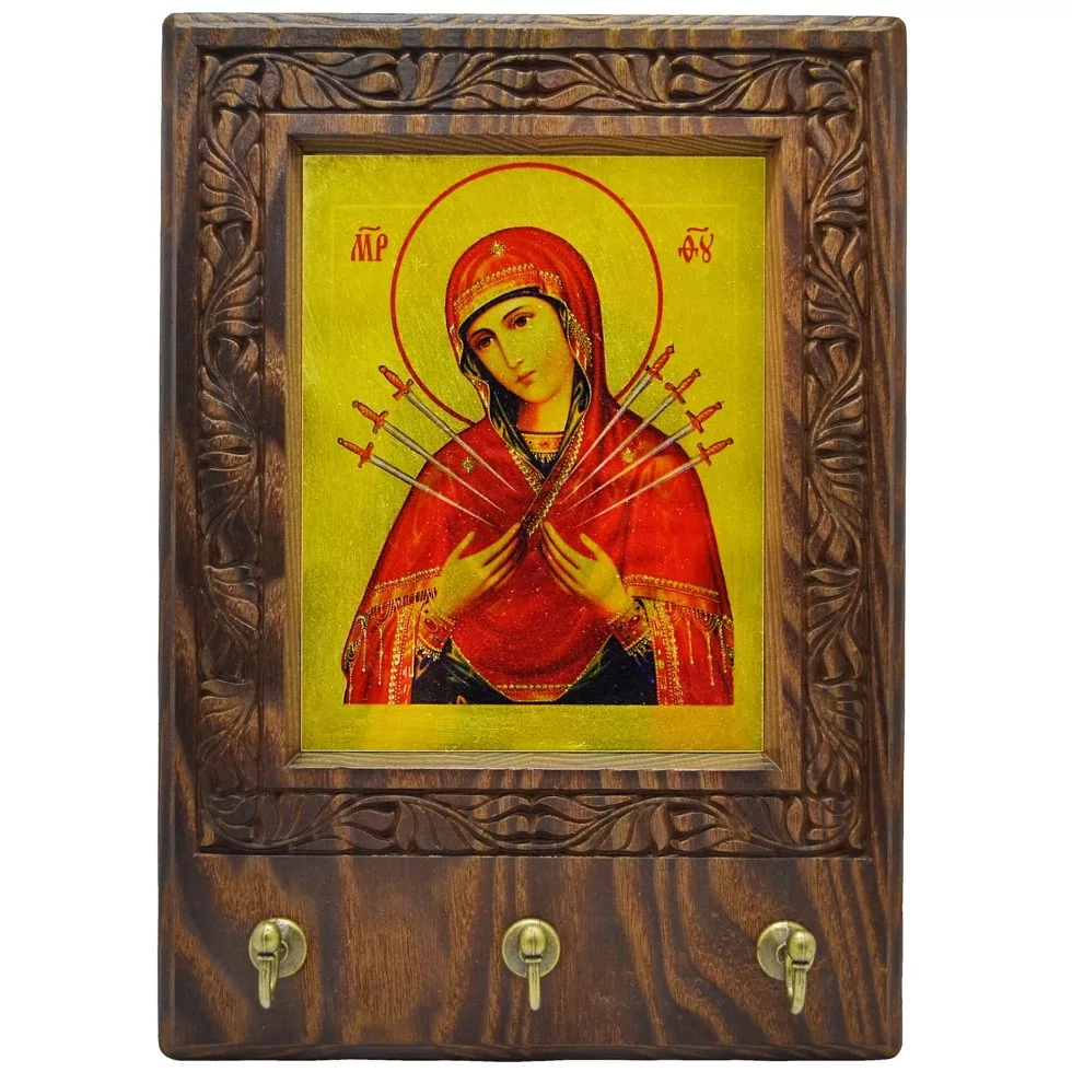 Ключница настенная Богородица Семистрельная на металле (2864-27x19)