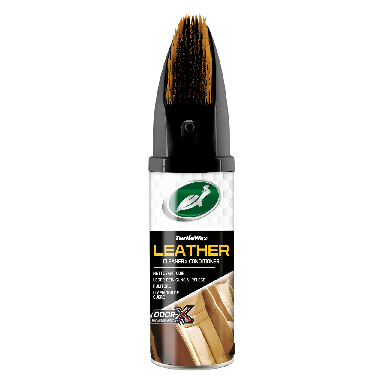 Очиститель-кондиционер кожи Odor-X со щеткой TURTLE WAX LEATHER Cleaner 400 мл
