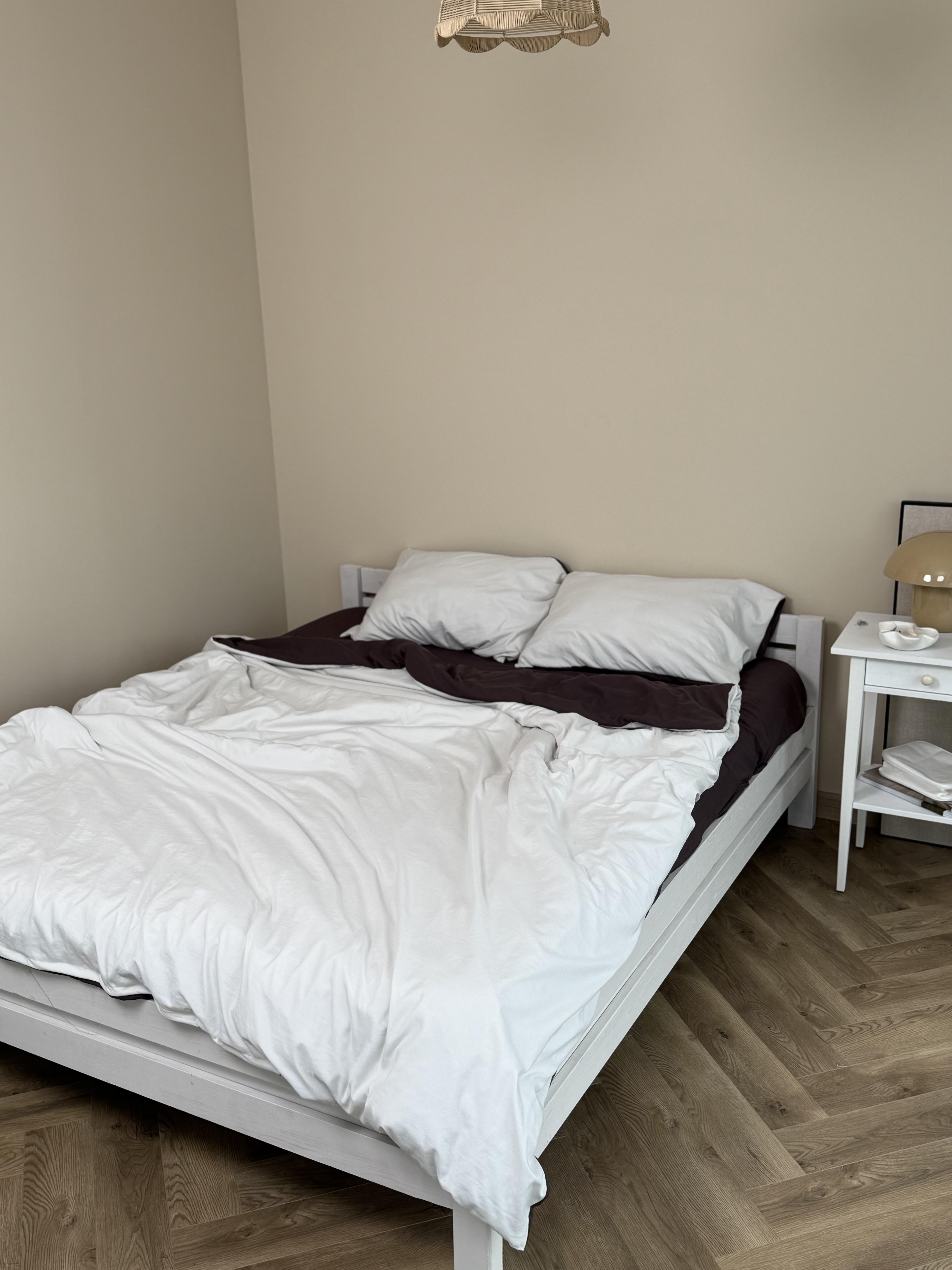 Комплект постельного белья Тень сатин евро/наволочки 50х70/70х70 см Молочный/Шоколадный (6866) - фото 4