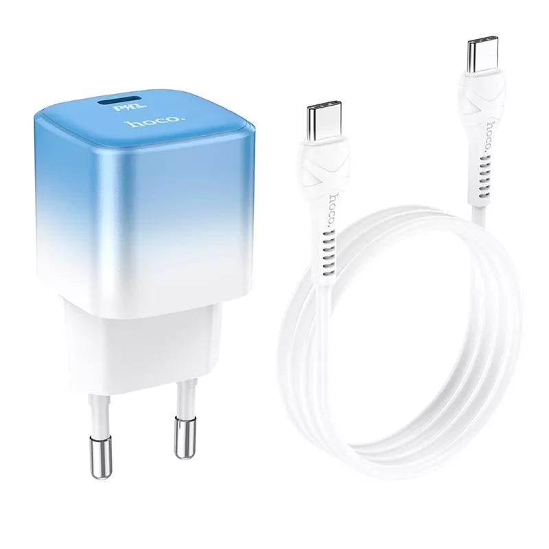 Адаптер сетевой Hoco Type-C to Type-C cable single port charge set C101A Type-C PD 3 A 20 W Blue (560001) Адаптер сетевой Hoco Type-C to Type-C cable single port charge set C101A Type-C PD 3 A 20 W Blue (560001)