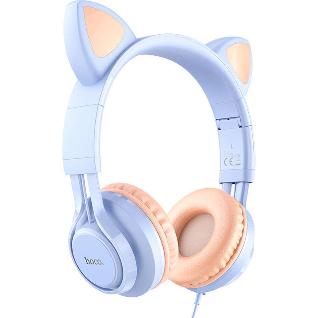 Навушники Hoco W36 Cat ear with mic Dream Blue - фото 1