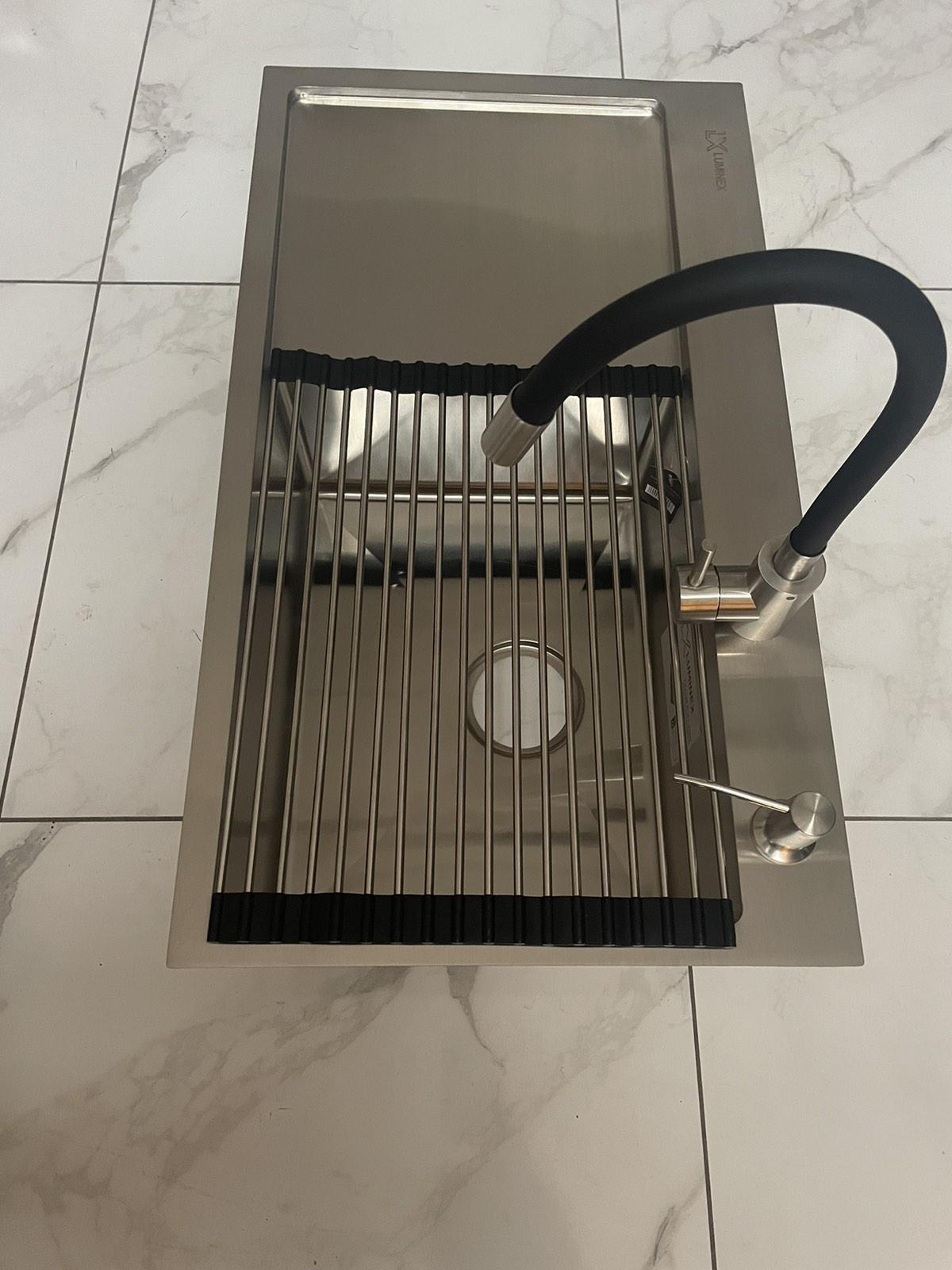 Мойка кухонная Luminex 7844 правая/смеситель-кран Lidz Aria 04R-BFS для кухни гибкий - фото 5 Мойка кухонная Luminex 7844 правая/смеситель-кран Lidz Aria 04R-BFS для кухни гибкий - фото 5