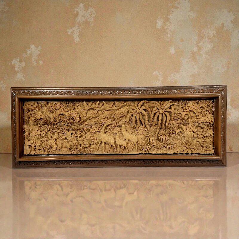 Панно деревянное Флора Фауна Жирафы JR-3 тик 173х65 см