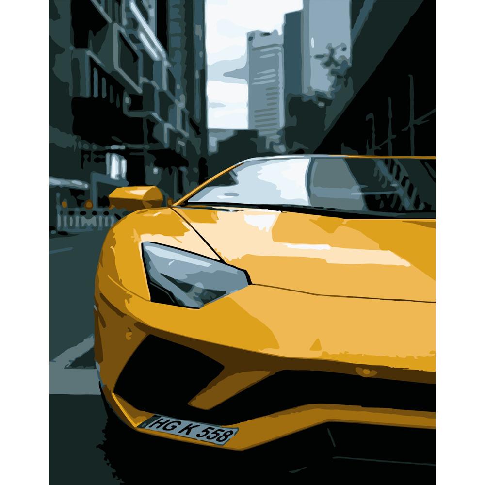 Картина по номерам Strateg Премиум Желтый Lamborghini 40x50 см (DY038)