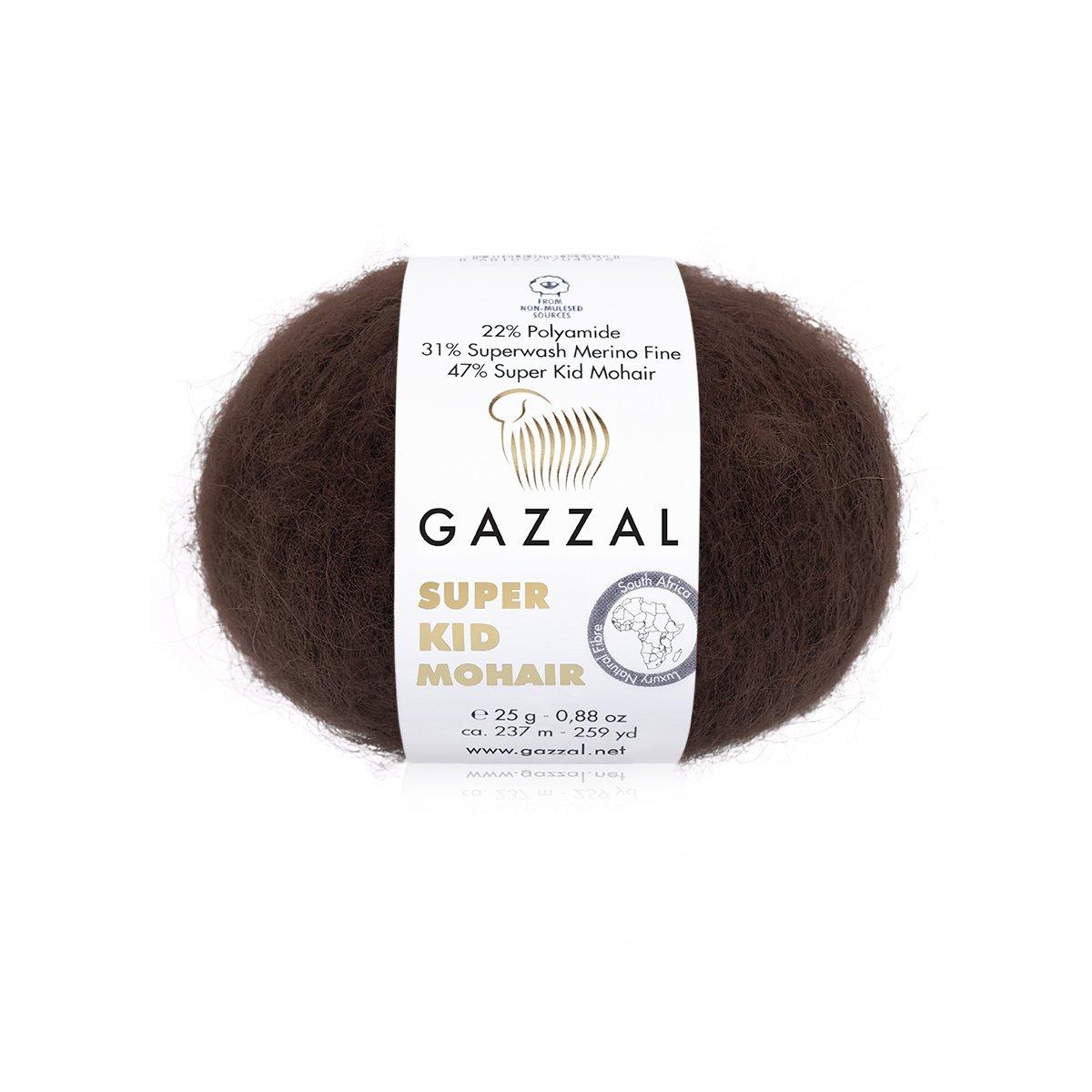 Пряжа Gazzal Super Kid Mohair 64426 темний шоколад (3931)