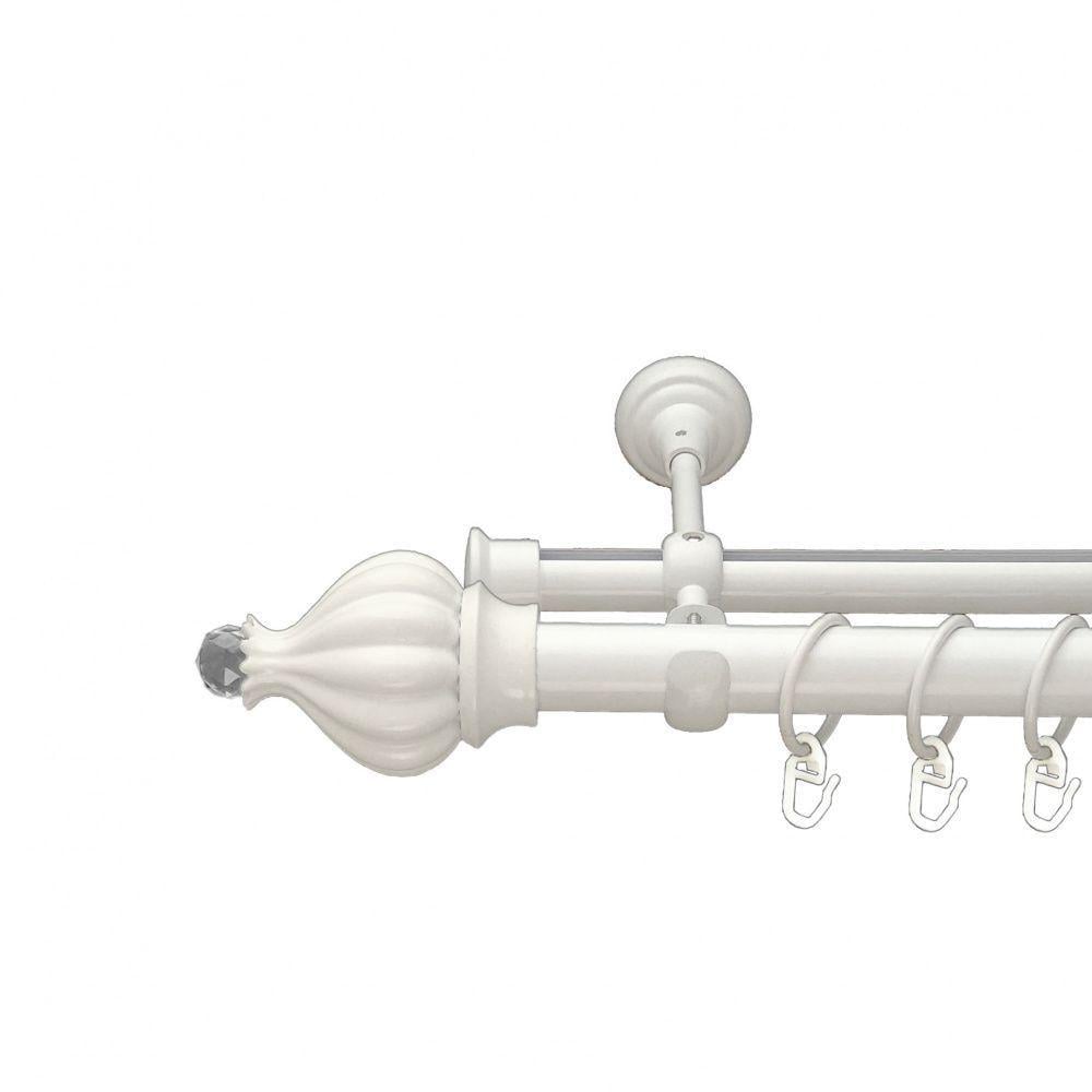 Карниз металлический Orvit Таджа-Кристалл двухрядный оппозитный/гладкая профильная труба/кольцо металлическое Арктис 25/19 мм 160 см (00-00010703)