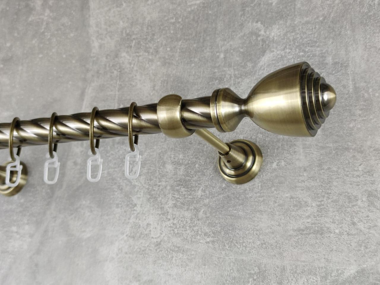 Карниз MStyle металлический для штор однорядный Палацыо 25 мм крученый 240 см Антик (5012327)