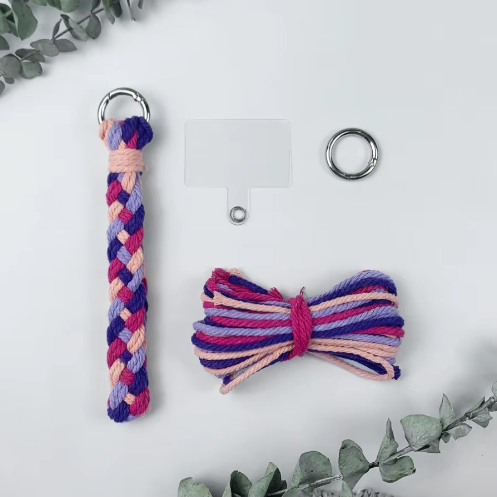 Набор макраме брелока Косичка для ключей и аксессуаров 16х2,8 см Малиновый/Розовый/Фиолетовый/Синий Набор макраме брелока Косичка для ключей и аксессуаров 16х2,8 см Малиновый/Розовый/Фиолетовый/Синий