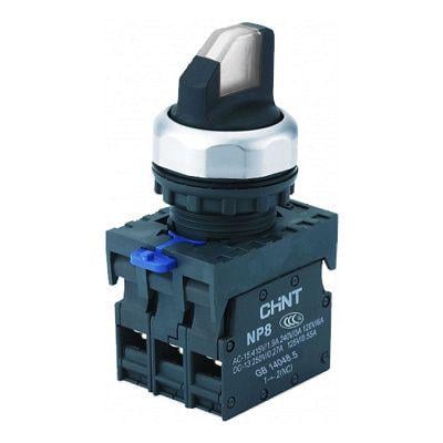 Перемикач I-O CHINT NP8-11XD/211 1NO+1NC 22 мм LED 230V 2 положення IP65 Білий (667148)