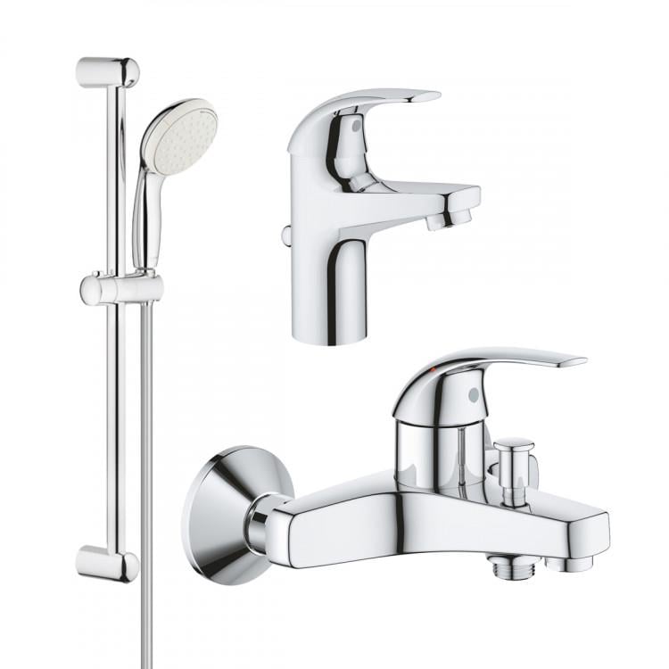 Набір змішувачів для ванної Grohe Curve з душовим гарнітуром New Tempesta Classic Хром