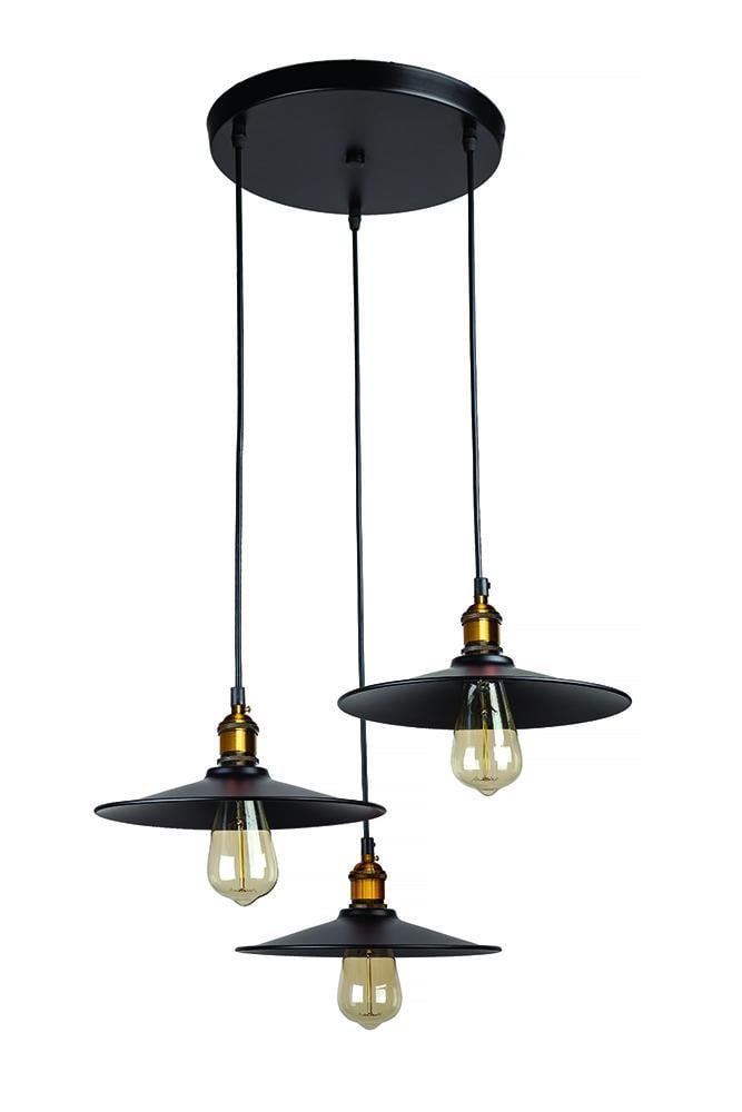 Подвесной светильник Levistella 752836F-3 BK 300 в стиле лофт на 3 плафона 26 см (14-16-LVS1783)