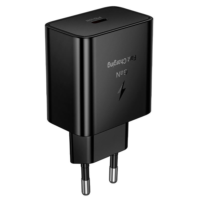 Зарядное устройство сетевое Hoco N77 GaN 45 Вт с портом Type-C быстрая зарядка QC/PD Черный (24423)